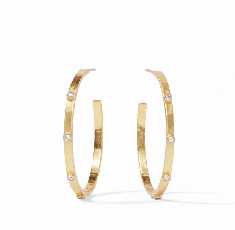 Julie Vos Crescent Stone Hoop Cubic Zirconia Large