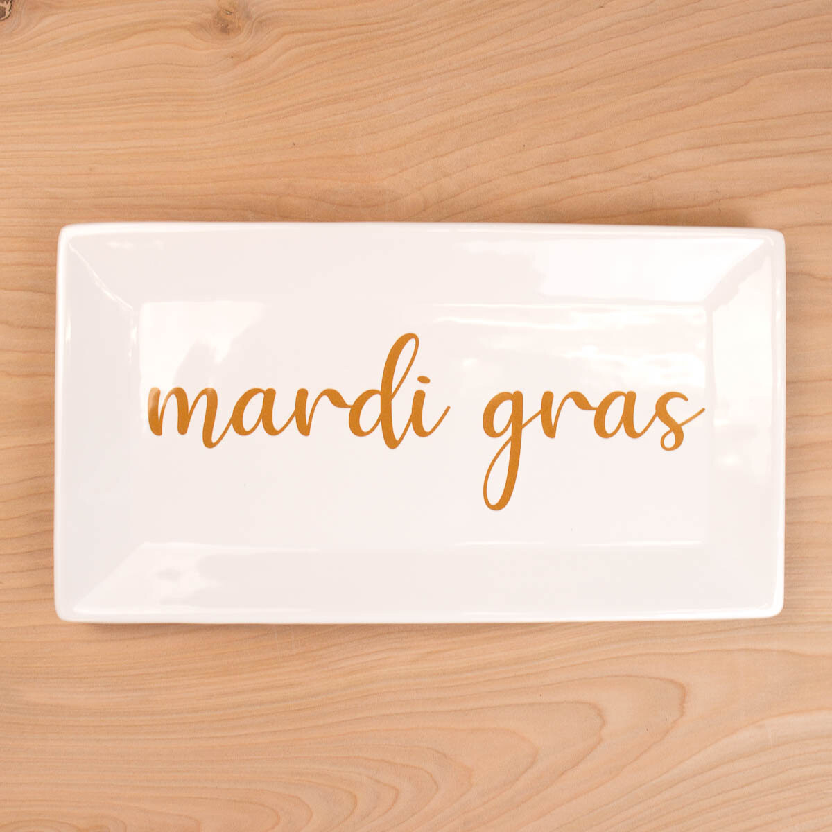 Royal Standard Mardi Gras Script Rectangle Platter