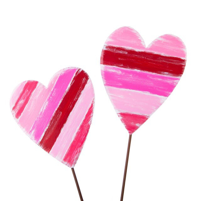 R T Messy Striped Heart Pair