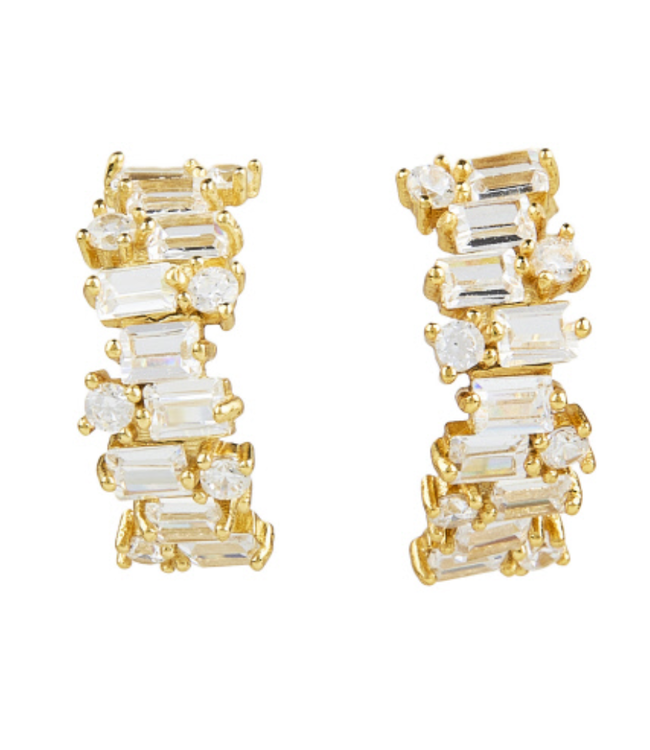 Elyssa Bass Designs Baguette Crystal Quartz Hoop Earrings E987