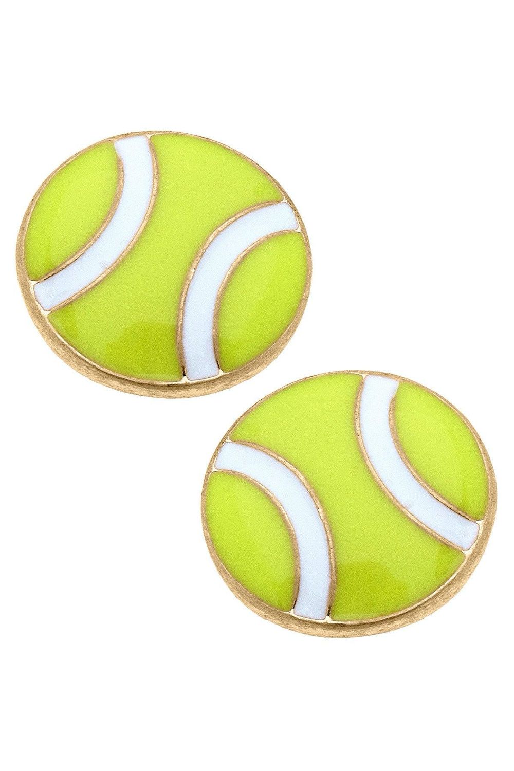 Canvas Tennis Ball Stud Earrings
