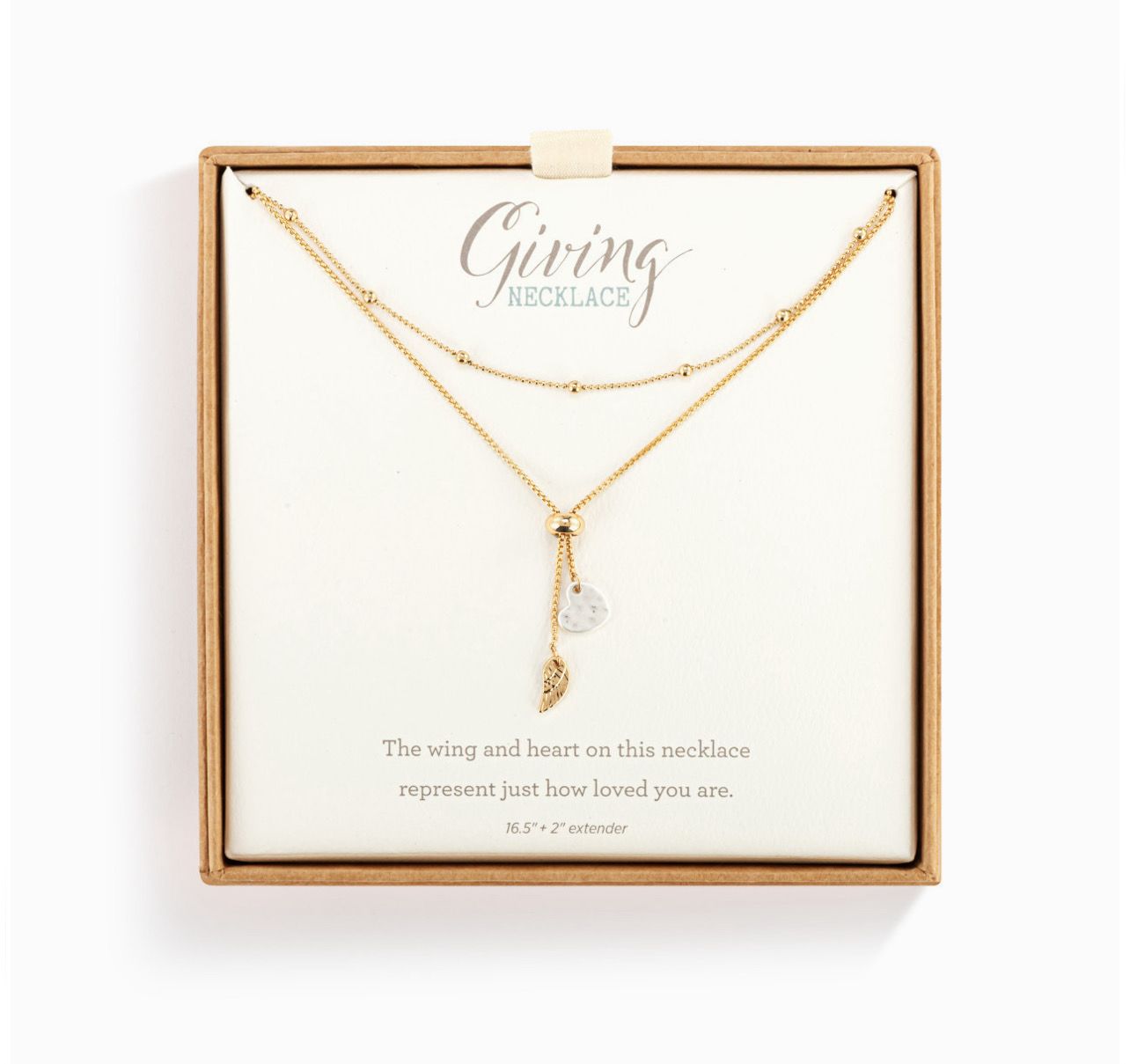 Demdaco Lariat Charm Necklace - Heart &amp; Wing