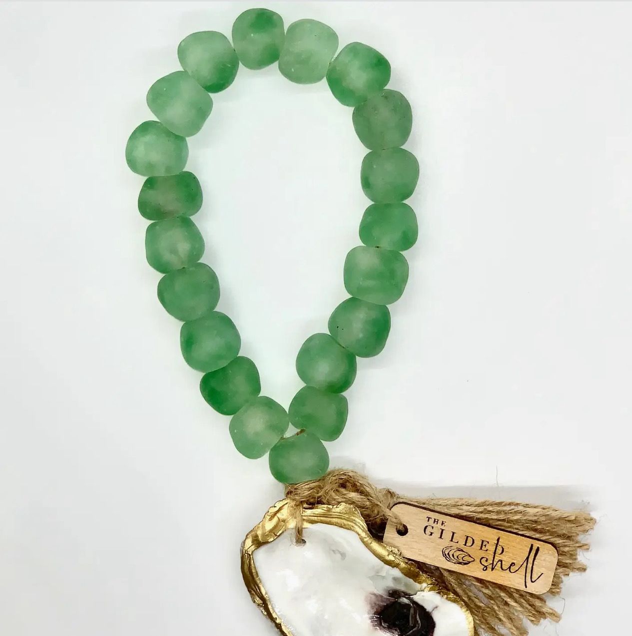 TGS Blessing Beads-Sea Glass Green w Oyster