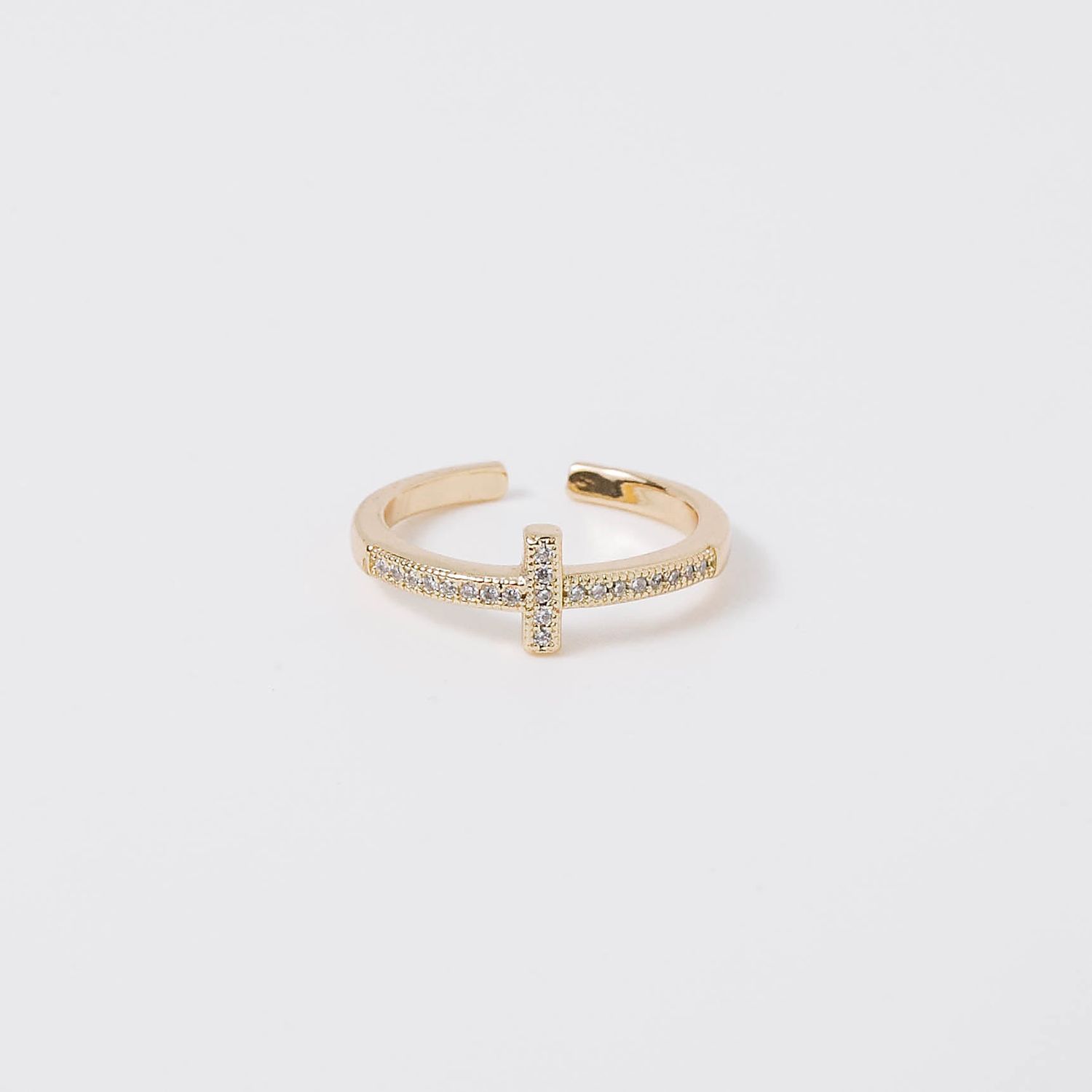 Coastal Grit Crystal Cross Ring