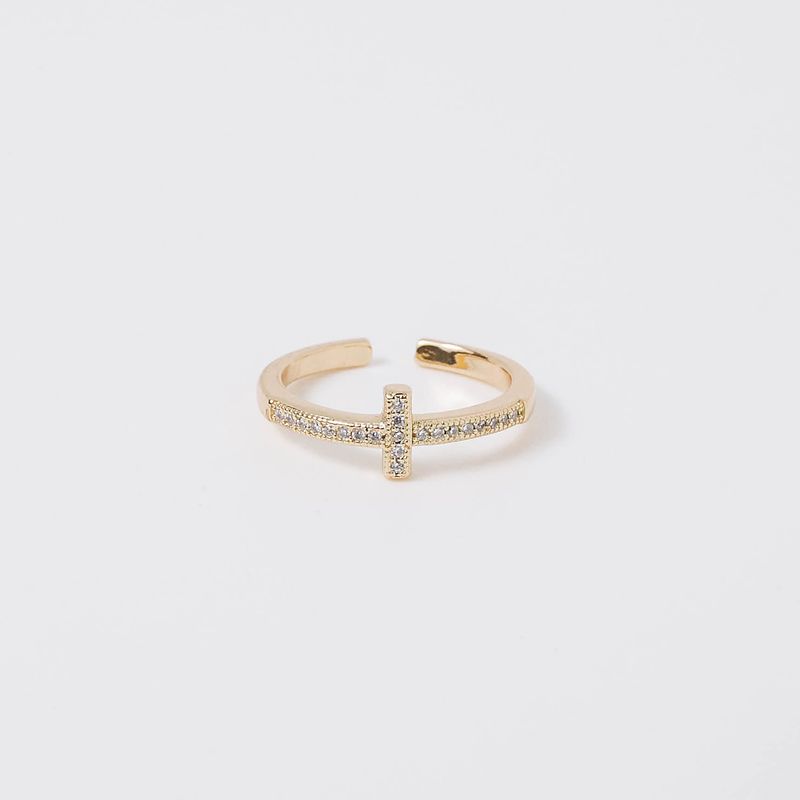 Coastal Grit Crystal Cross Ring