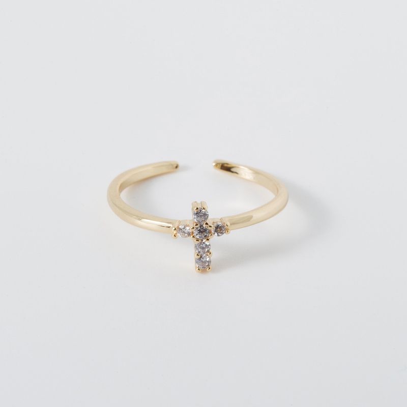 Coastal Grit Dainty Cross Ring