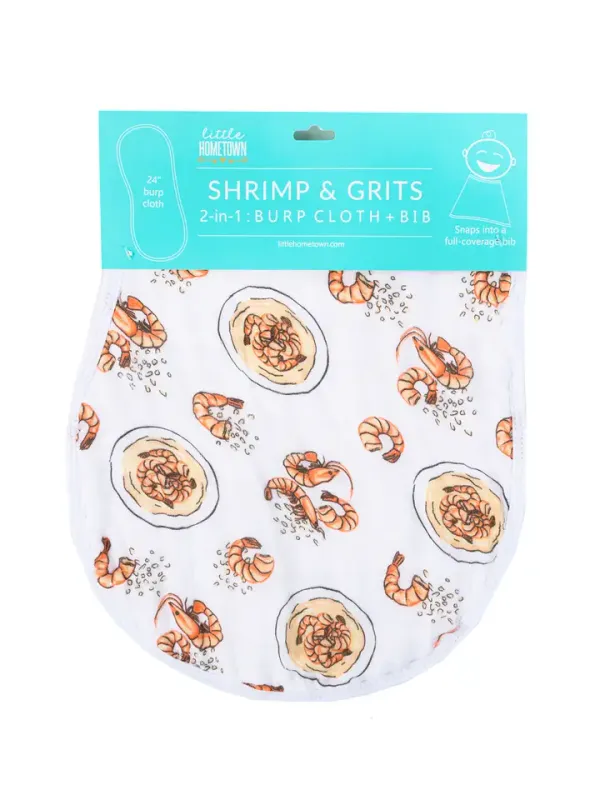 Little Hometown Shrimp &amp; Grits Burp Cloth
