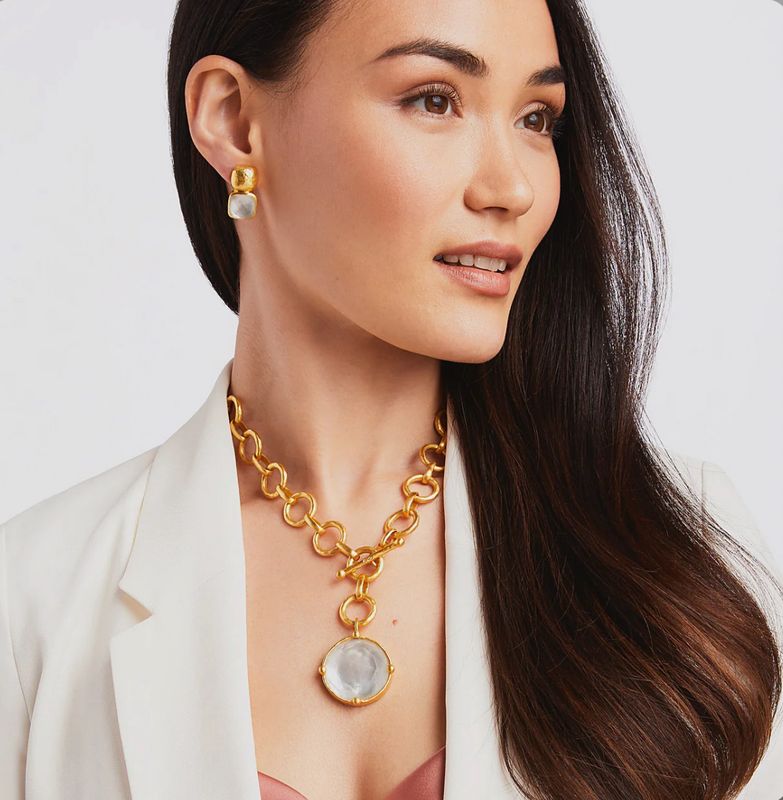 Julie Vos Honeybee Statement Necklace Peony Pink