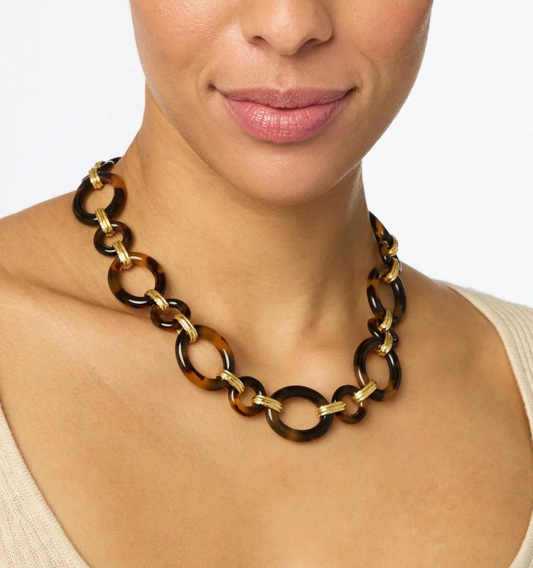 Julie Vos Madison Link Necklace Tortoiseshell