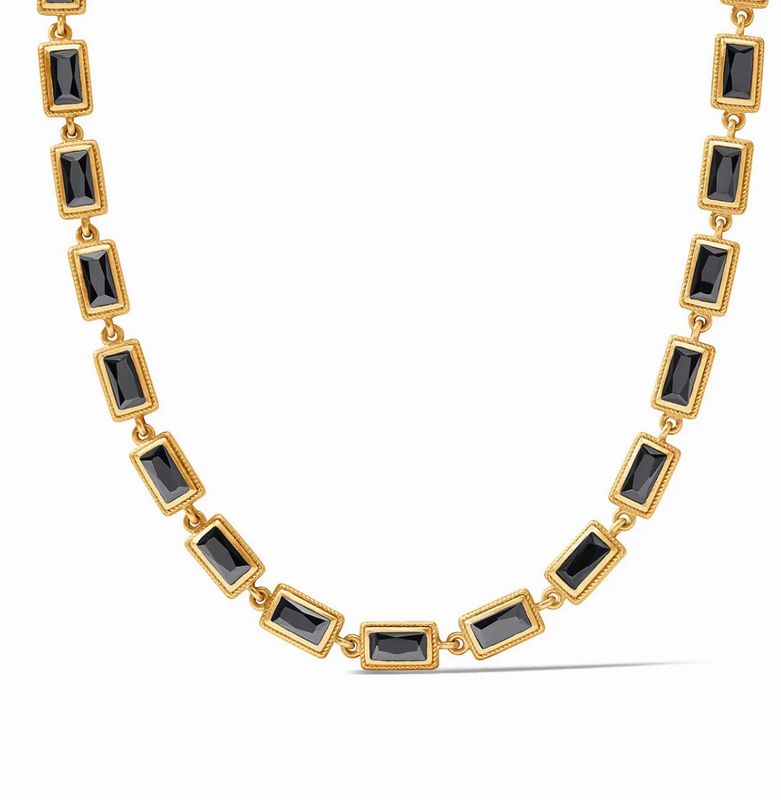 Baguette Tennis Necklace- Obs Black