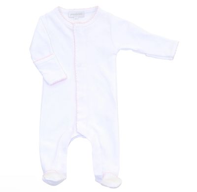 Magnolia Baby Solid W/pink Trim Footie NB
