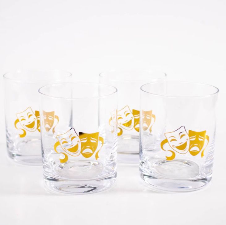 RS Mardi Gras Mask Rocks Glass Set