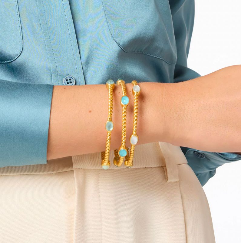 Julie Vos Nassau Stone Bangle Gols Peony Pink