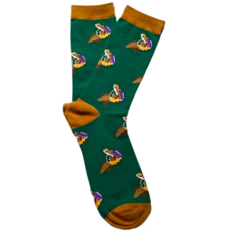 Whereable Art Mardi Gras Mambo  Pelican King Cake Socks