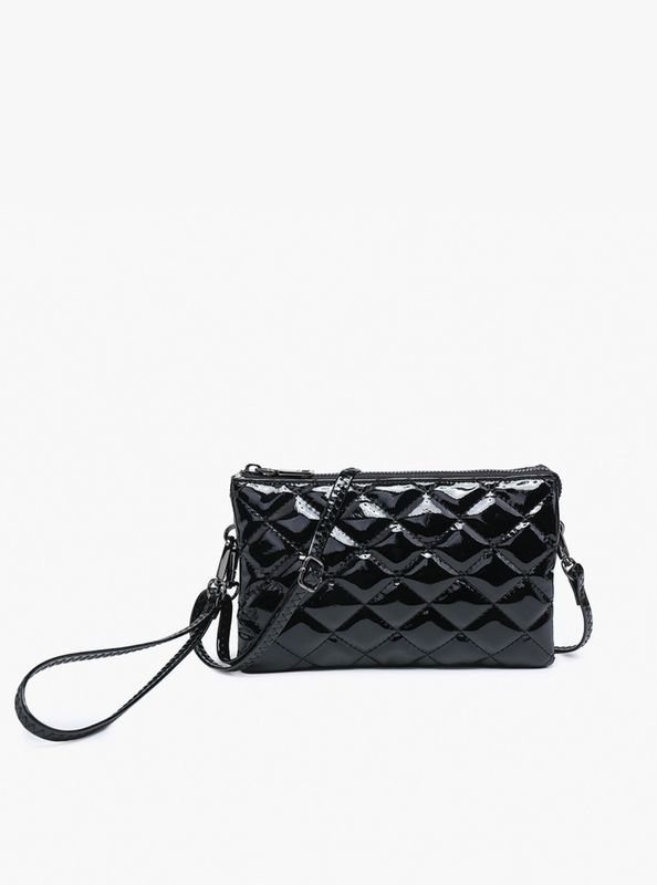 Jen &amp; Co Riley Gloss Quilted Crossbody Black