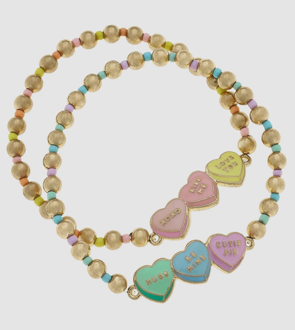 Canvas Conversation Hearts Bracelets