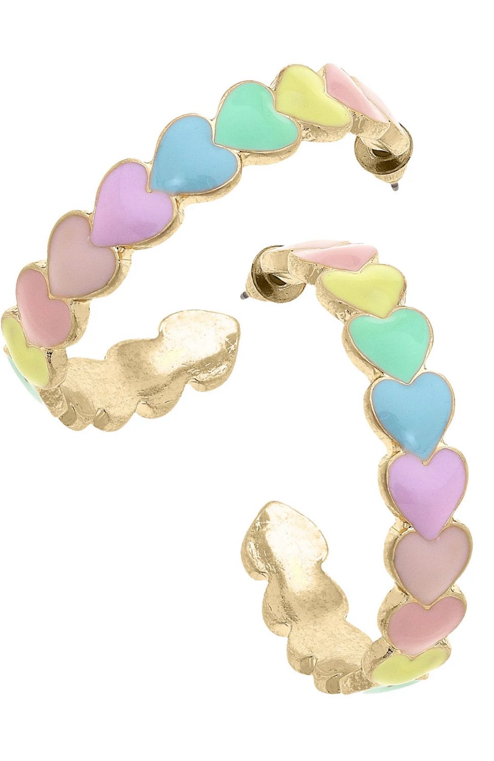 Canvas Hearts Hoop Earrings