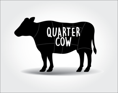 QUARTER calf The 1/4 calf is now available at $10.25per lb. If you choose to purchase on line $1076.25However Cash or check price is $1025.00 at the farm.