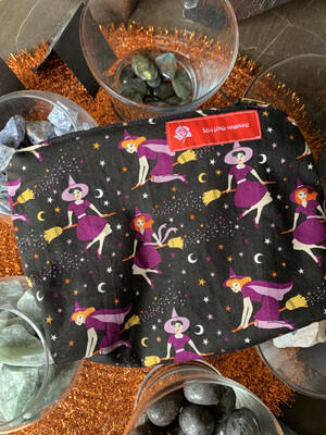 Vintage Style Witch Zipper Bag