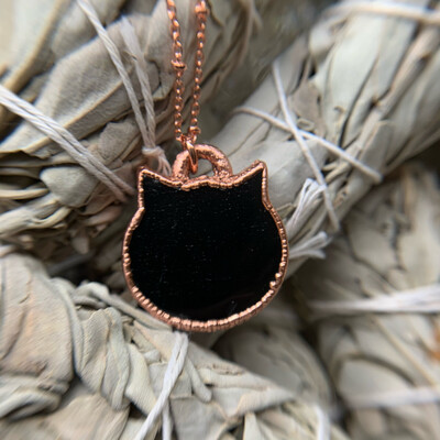 Obsidian Cat Necklace