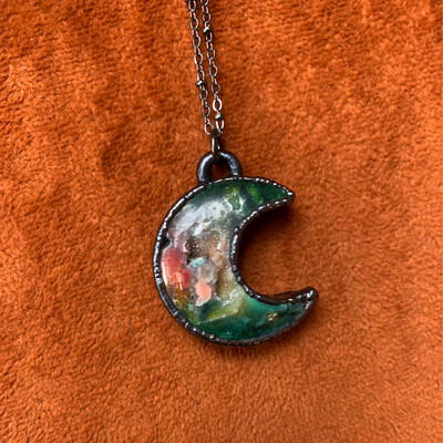 Rainbow Agate Moon Necklace