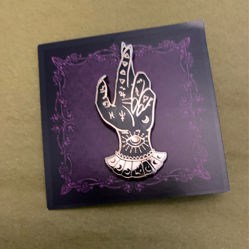Pickety Witch Palm Reader Pin Black