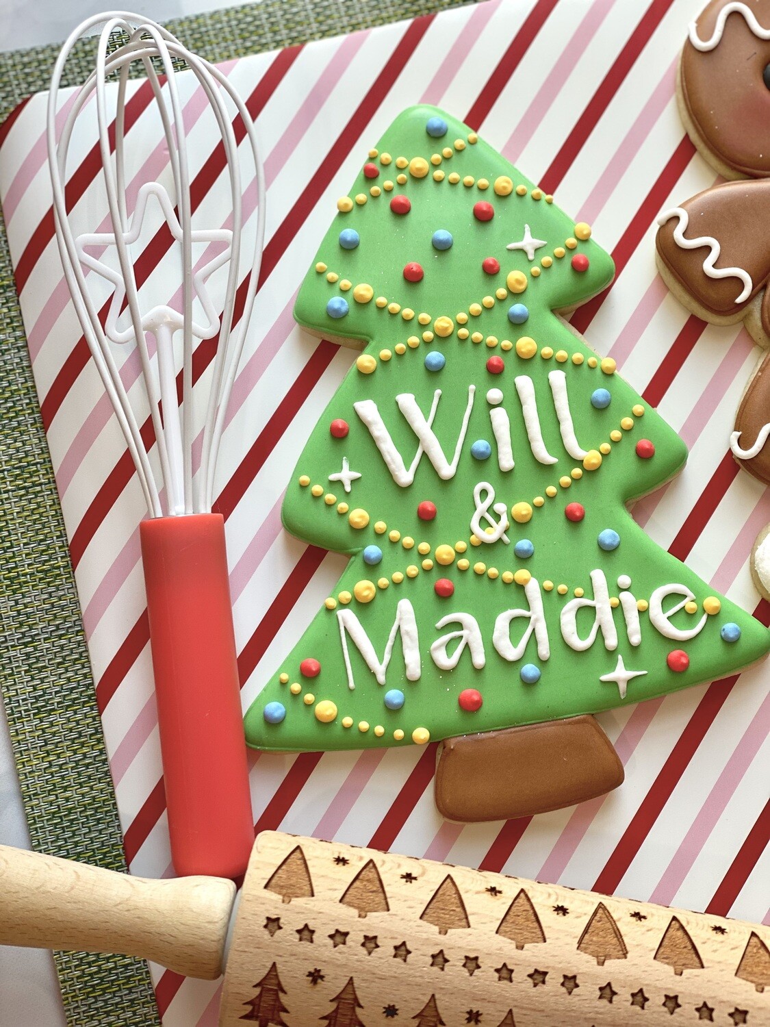 XL Christmas Tree Personalized Name Cookie