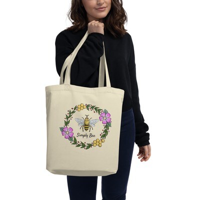 Floral Bee Wreath on Eco Tote Bag (Simply Bee)