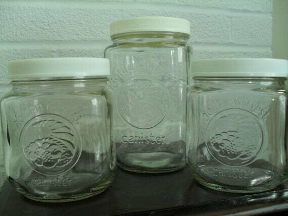 Golden Harvest 64oz 9 Tall Canister Clear Glass Jar & White Plastic Lid