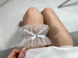 Garter - gathered tulle with ribbon accent