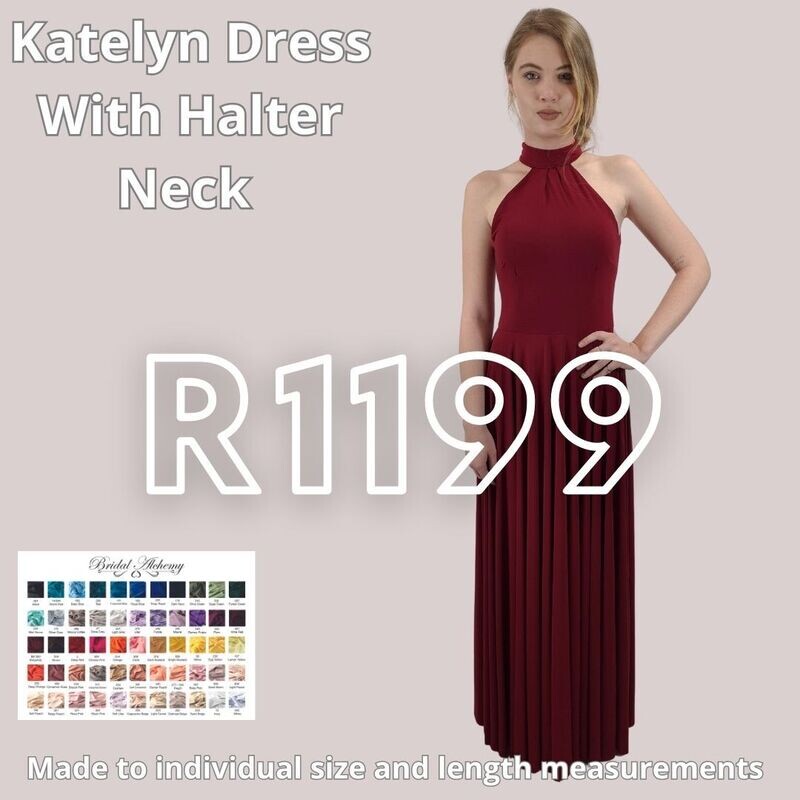 Katelyn Dress - Halter neck Bonbon Dress with Full Circle Skirt