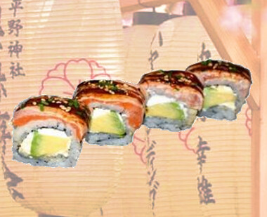 200 Uramaki de Agucate, Queso, Salmón Flameado - 4p