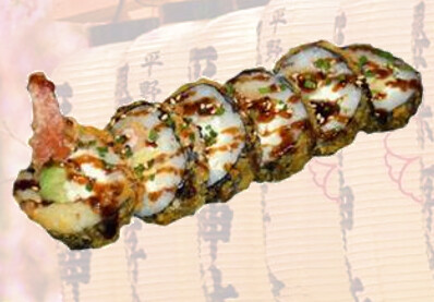 207 Tempura Maki Langostino con Aguacate Queso- 5p