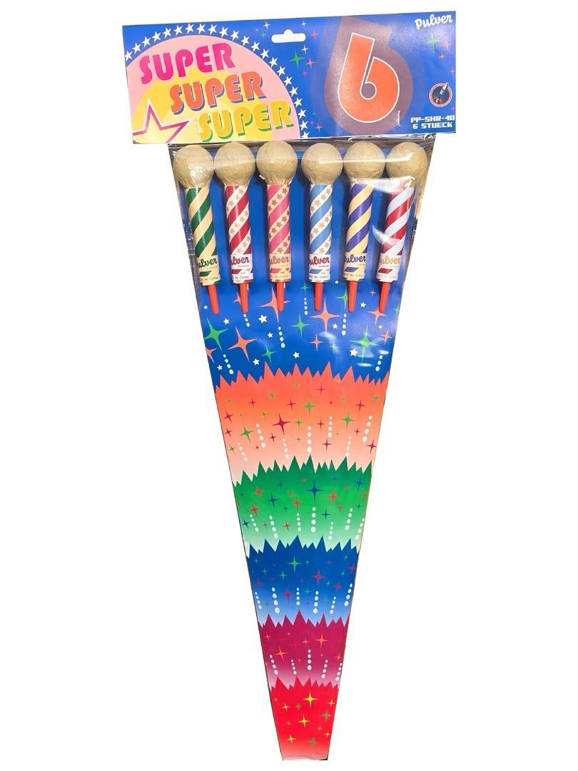 Pulver Pyrotechnik Super 6 Kugelraketen Mix 40mm /