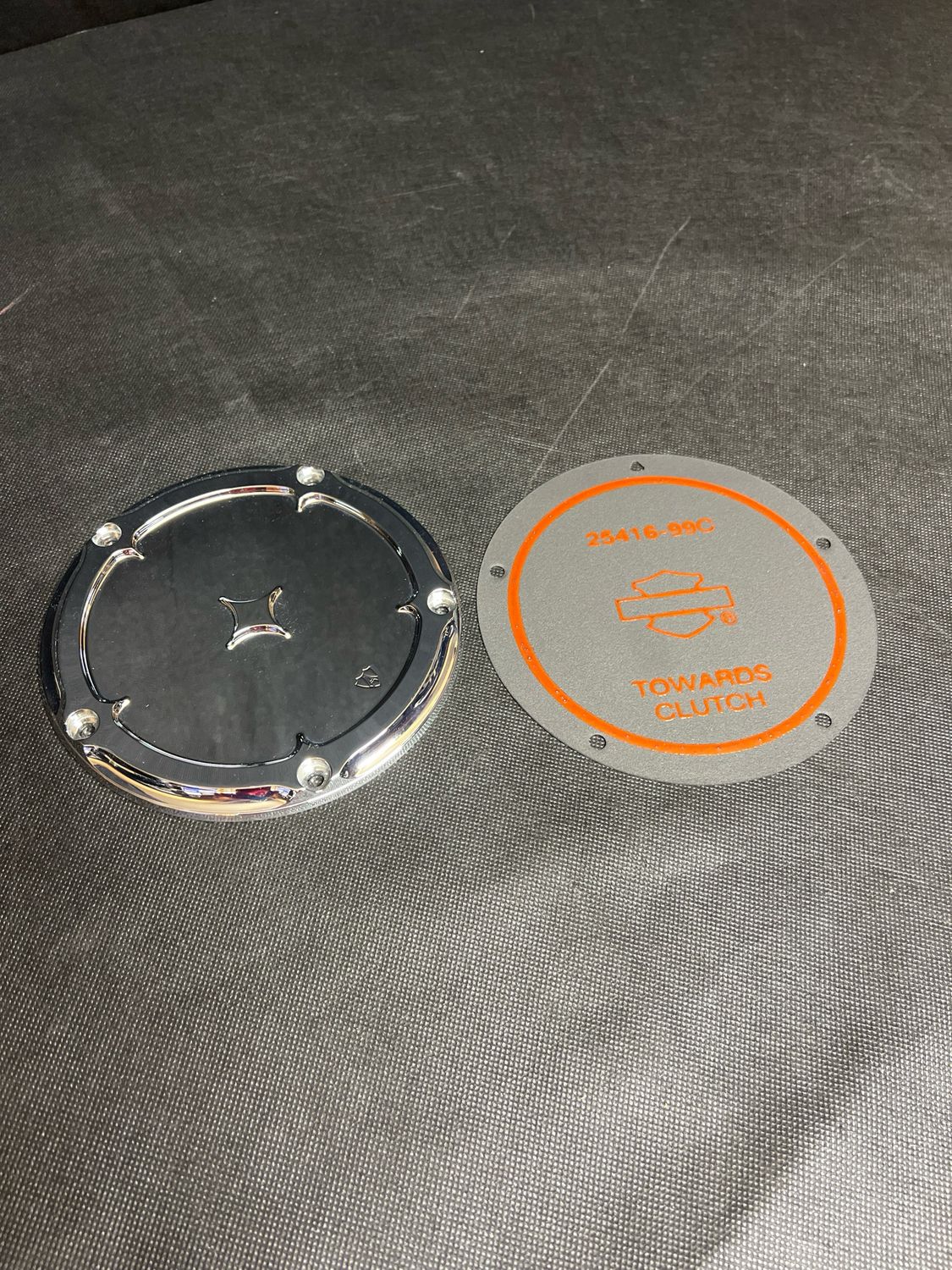 Arlen Ness Chrome Derby Cover with Shield Emblem for Harley-Davidson