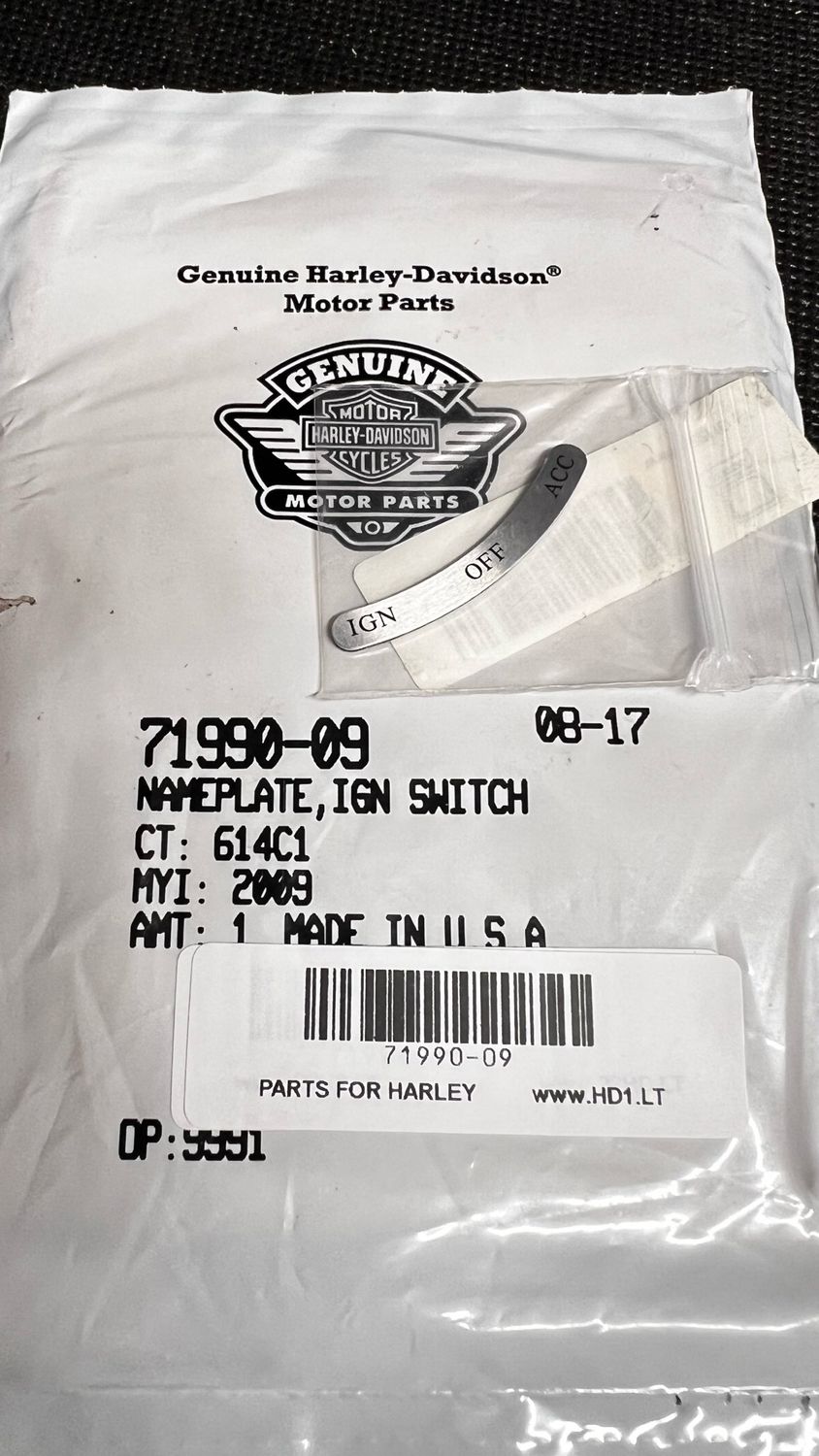 #OEM 71990-09 NamePlate Ignition Switch 