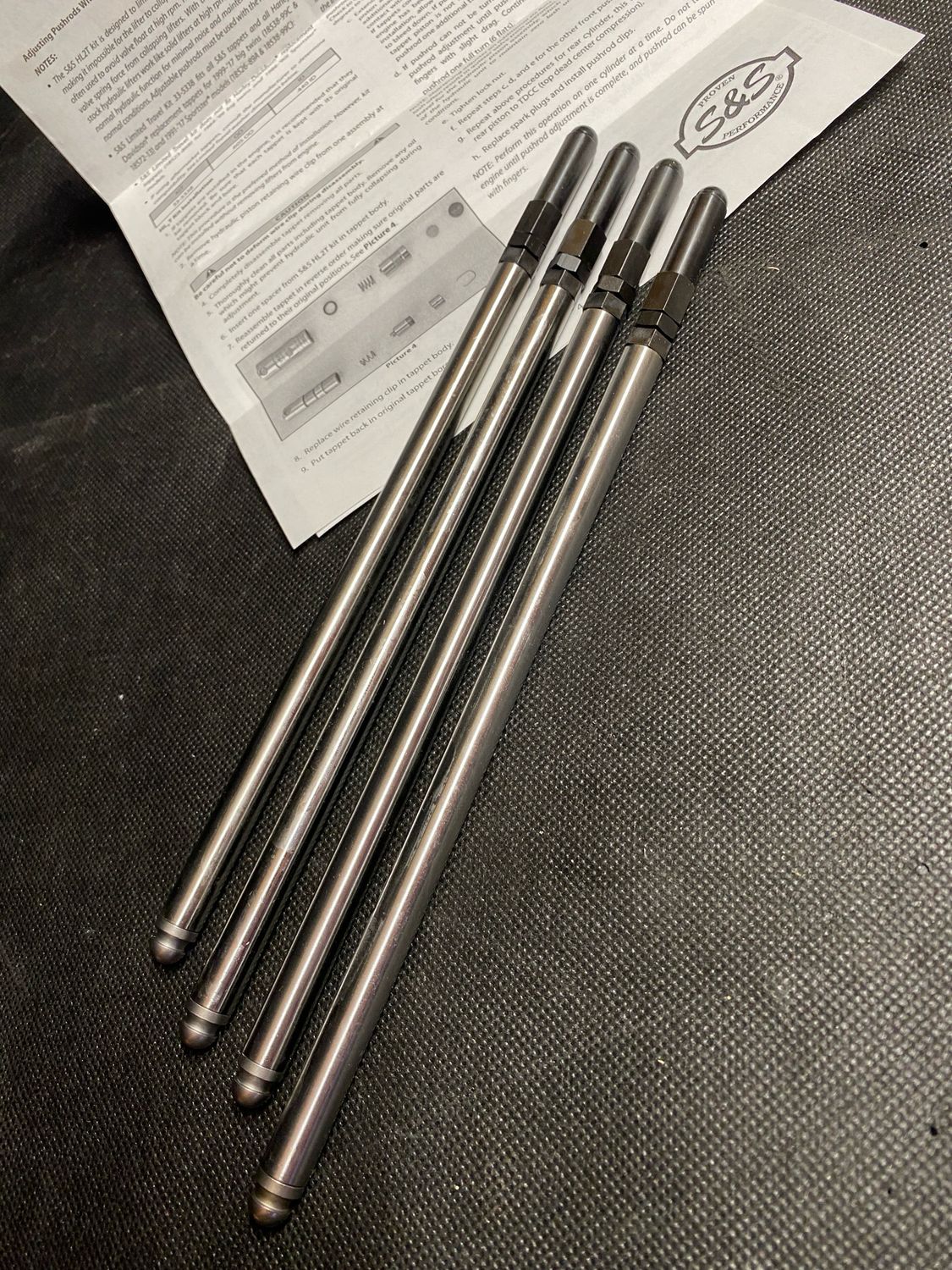 S&amp;S, Adjusted, Chromoly Pushrod Set. Evo B.T. Std length