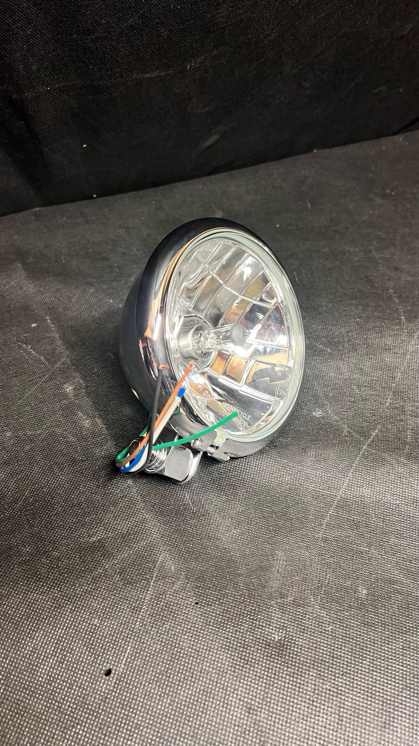 5-3/4 Headlamp Chrome Euro 9 Legal For Harley 55/60WH4
