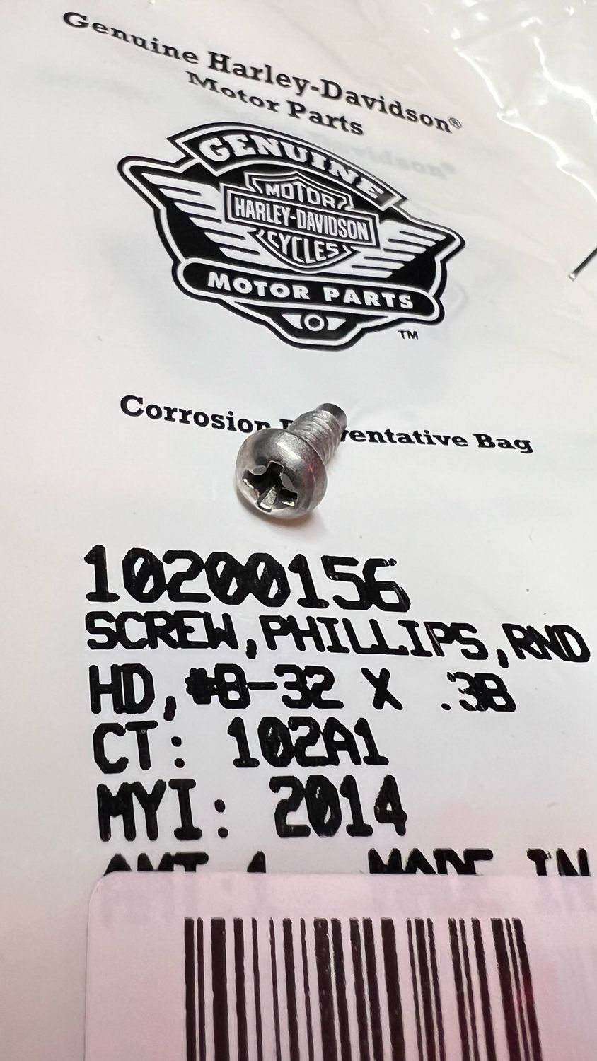 #OEM 10200156 Screw No. 8-32 x 3/8 Phillips Round Head Stainless Steel