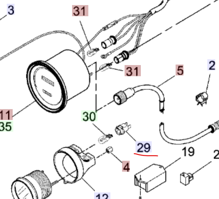 #OEM 75044-96 Harley-DavidsonĀ® Gauge Socket (No. 29)