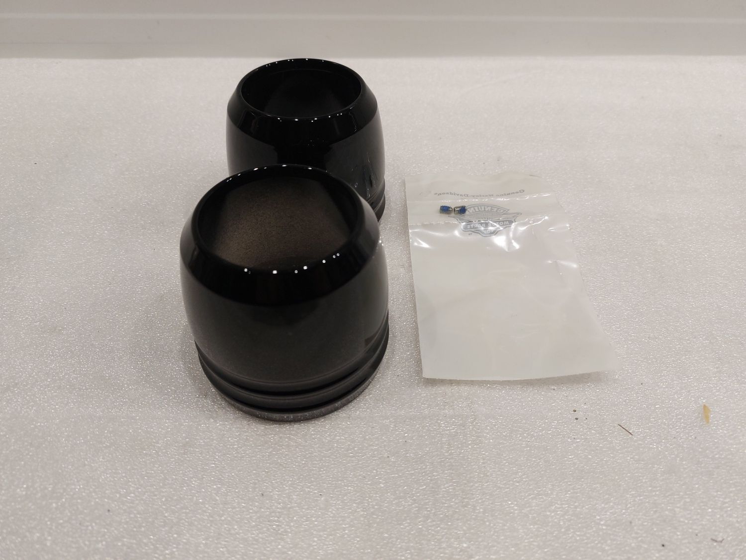 #OEM 45800014 Gloss Black Billet Fork Slider Dust Covers