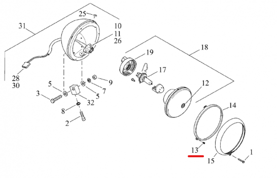 #OEM 68051-08 7&quot; Headligh Bezel Inner Chrome