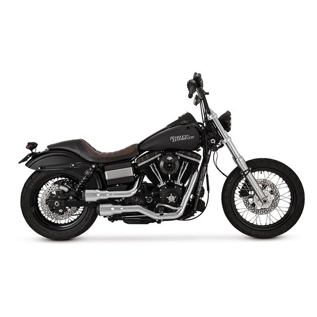 Vance&amp;Hines Full Exhaust System 2-2 Hi-Output Grenades for Harley Davidson Dyna models 2006-2017 #OEM16896 (Chrome/Black Ends)