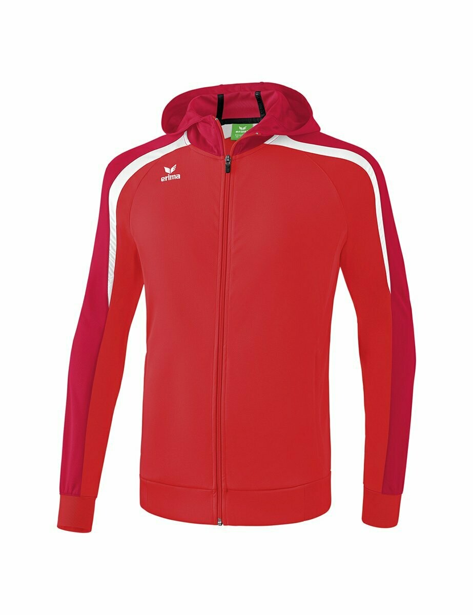 ERIMA Liga 2.0 Trainingsjacke mit Kapuze, Größe: 116, Farbe: rot/dunkelrot/weiß