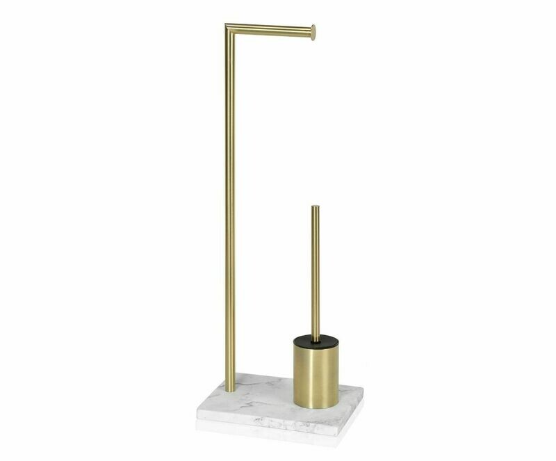 ANDREA-HOUSE Porta rolo e escova de pé dourado e base efeito mármore