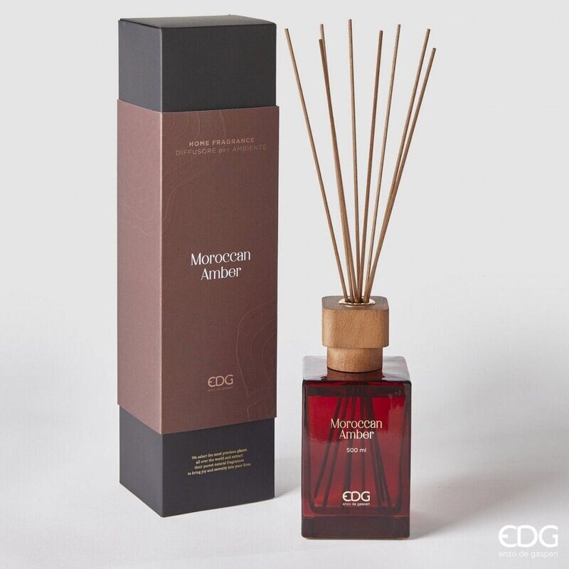 EDG - Difusor de pauzinhos  MOROCCAN AMBER, SELECIONE O TAMANHO.: Pequeno ( 120ml )