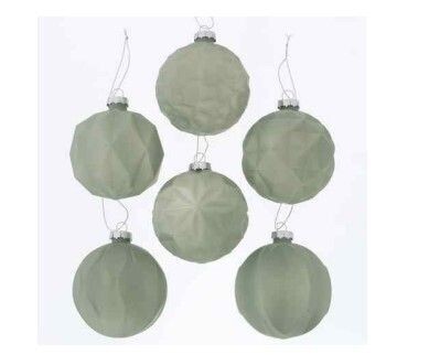 caixa 6 bolas verde água  8 cm