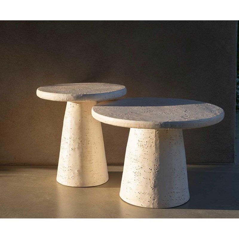 Andrea House - Mesa de Centro Efeito Travertino Ø60cm