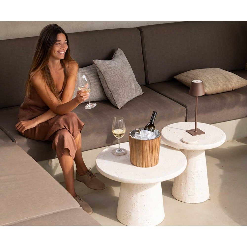 Andrea House - Mesa de Centro Efeito Travertino Ø60cm