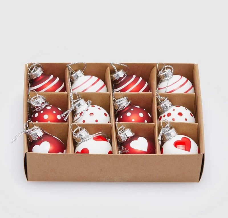 Caixa de 12 mini bolas vermelhas (deco)